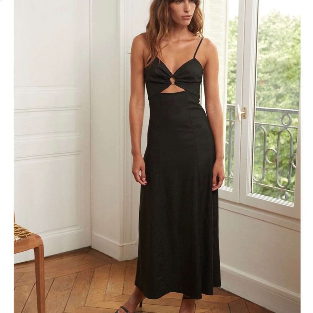 Pixie Market cut-out Black Midi Spring Dress